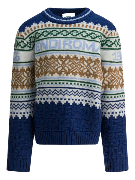  Fendi Kids Pull à Manches Longues - Bleu 
