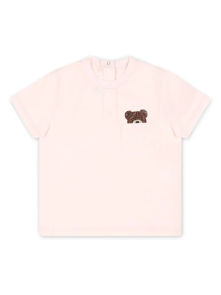  Fendi Kids T-shirt En Coton Stretch à Imprimé Ourson - Rose 
