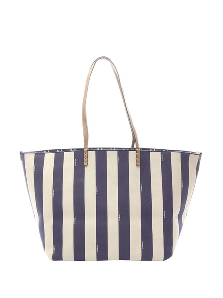  Fendi Pre-owned Grand Sac Cabas Enroulable Et Réversible En Toile Zucca à Rayures (2000-2010) - Marron 
