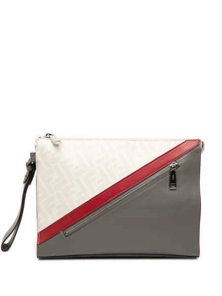  Fendi Pre-owned Pochette 1974 Diagonal Vitello Liberty En Toile Enduite à Motif Zucca (2010-2026) - Blanc 