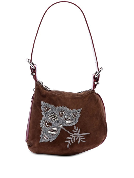  Fendi Pre-owned Sac Porté épaule Oyster En Daim Orné De Sequins Et Cristaux (2010-2025) - Marron 