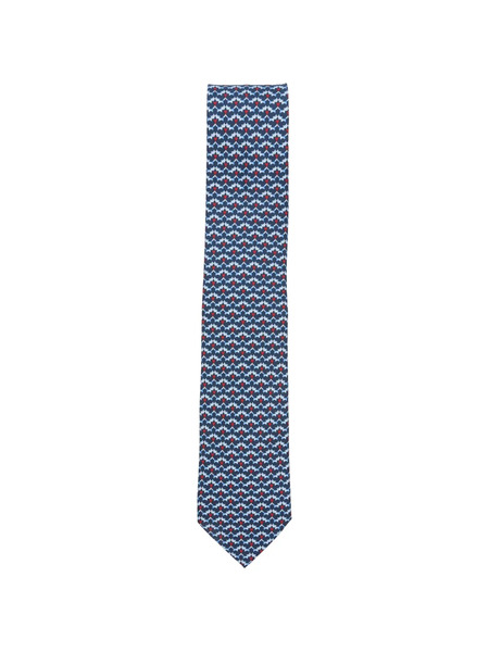  Ferragamo Patterned Silk Tie - Bleu 