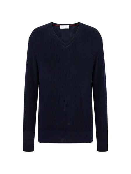  Ferragamo Pull à Col V - Bleu 