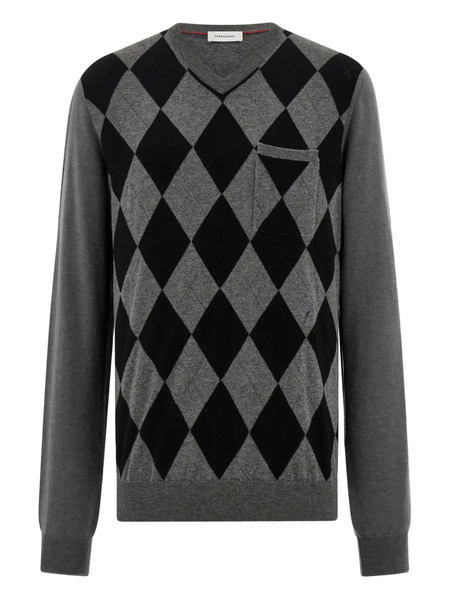  Ferragamo Pull à Losanges - Gris 
