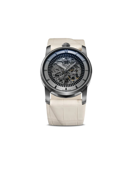  Fob Paris Montre Skeleton 41 Mm En Cuir - Argent 
