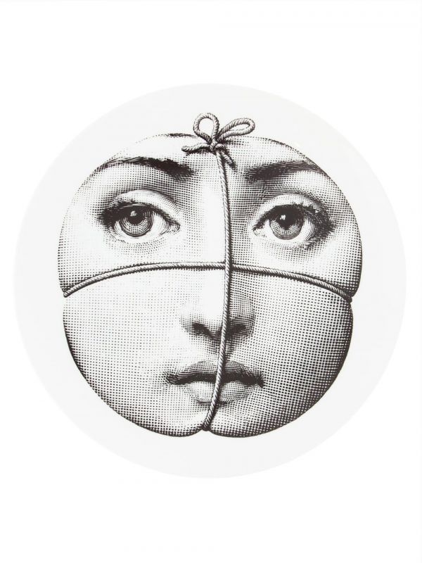  Fornasetti Assiette Imprimée Visage - Blanc 