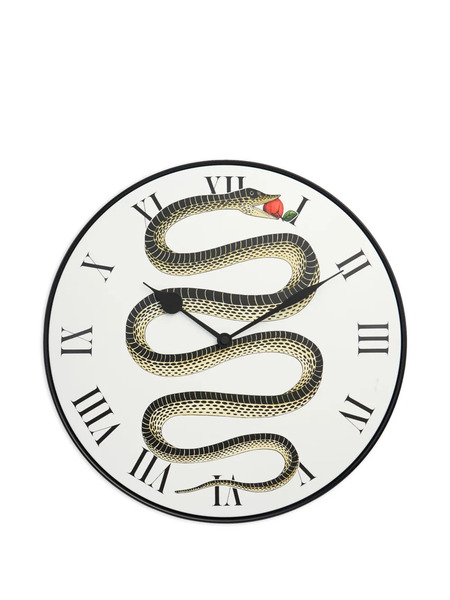  Fornasetti Horloge Murale à Motif Peau De Serpent - Blanc 