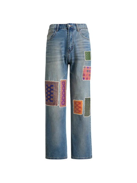  Found Jean à Design Patchwork Kantha - Bleu 