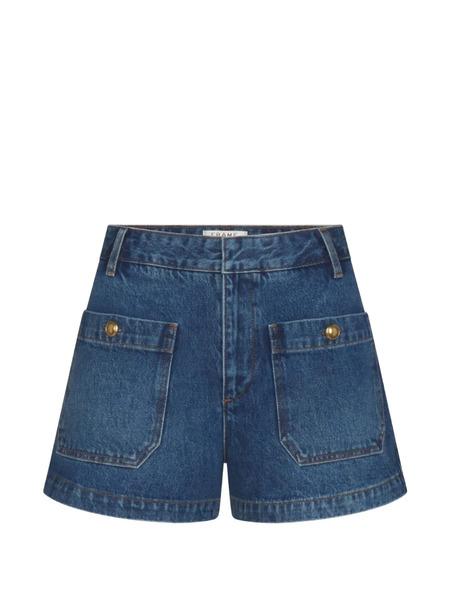  Frame Button-embellished Patch-pocket Shorts - Bleu 