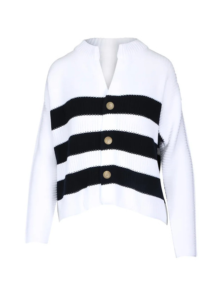  Frank & Eileen Cardigan Montecito à Rayures - Blanc 