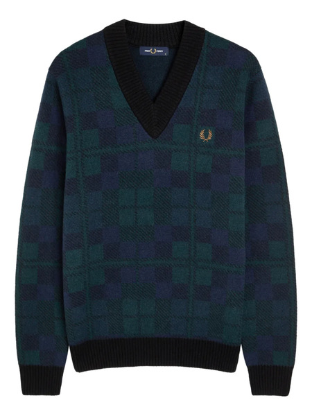  Fred Perry Pull à Col V - Bleu 
