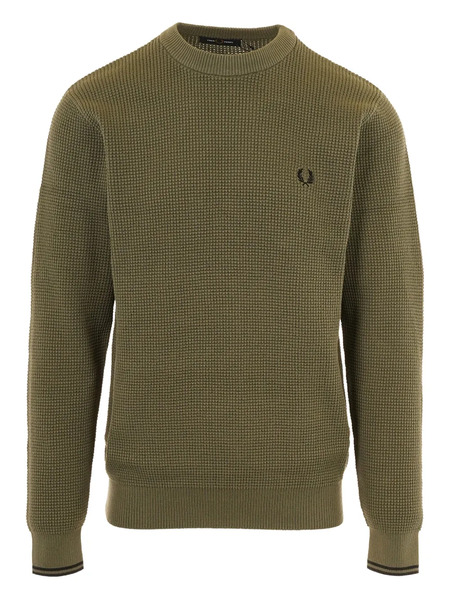  Fred Perry Pull En Maille à Détail De Logo - Vert 