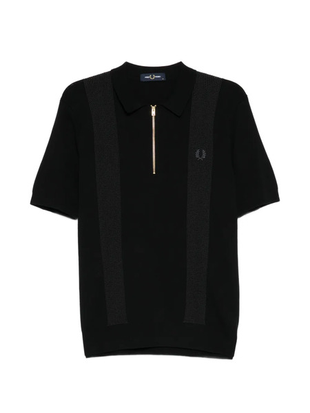  Fred Perry Pull Zippé à Empiècements Texturés - Noir 