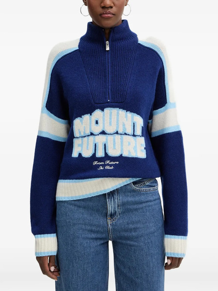  From Future Pull Rayé à Col Zippé - Bleu 