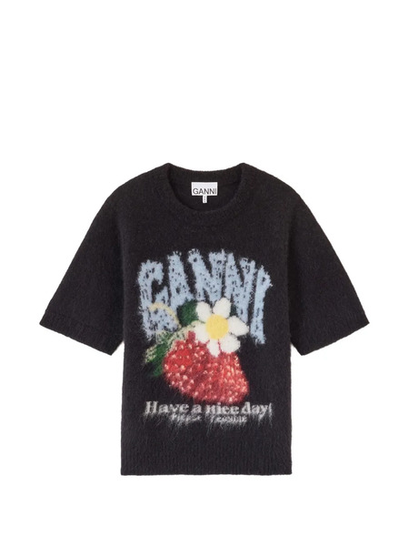  Ganni Pull à Effet Brossé - Noir 