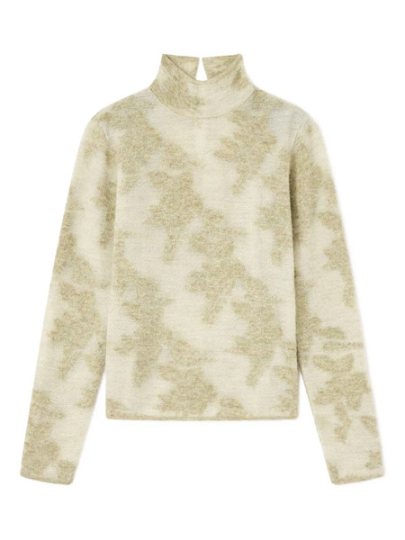  Ganni Pull à Fleurs En Jacquard - Vert 
