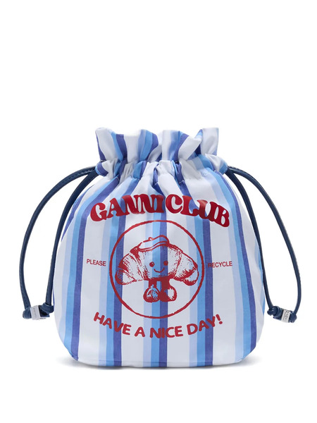  Ganni Sac Seau Club à Rayures - Blanc 