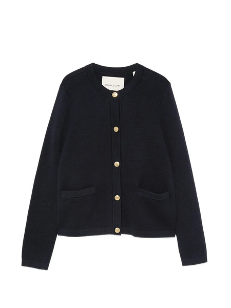  Gant Logo-buttoned Patch-pocket Cardigan - Bleu 