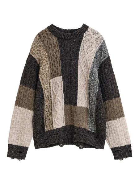  Gant Pull à Design Patchwork - Marron 