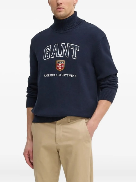  Gant Pull à Logo Strassé - Bleu 