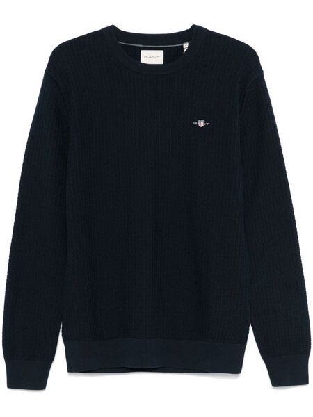  Gant Pull En Maille - Bleu 