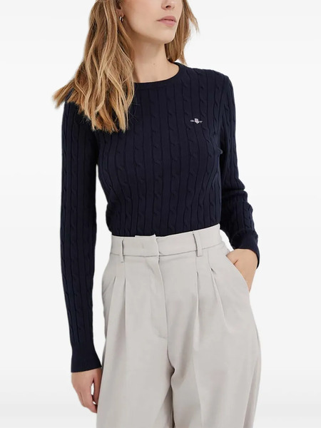  Gant Pull En Maille Torsadée - Bleu 