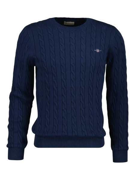  Gant Pull En Maille Torsadée - Bleu 