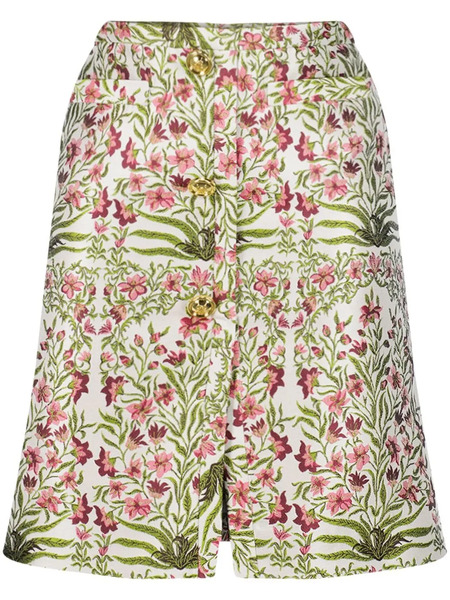  Giambattista Valli Minijupe à Fleurs En Jacquard - Blanc 