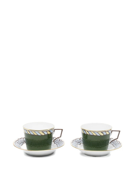  Ginori 1735 Service à Café à Rayures - Vert 