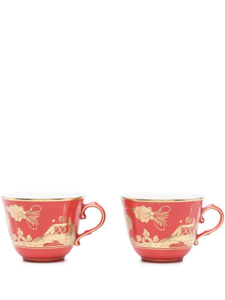  Ginori 1735 Tasses En Porcelaine Oriente Italiano (lot De Deux) - Rouge 