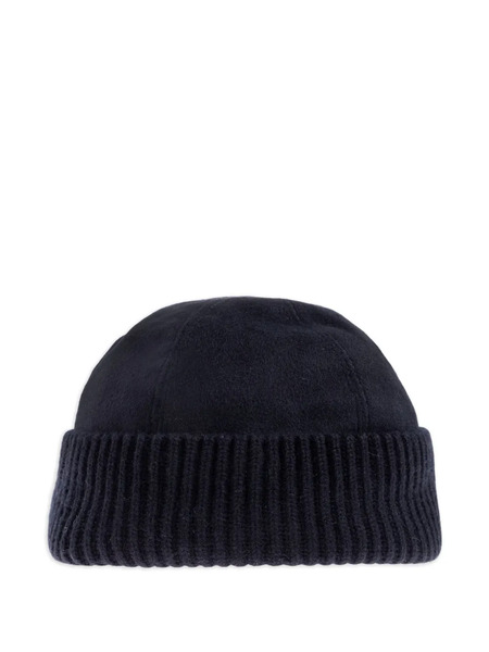  Giorgio Armani Bonnet à Détail Côtelé - Bleu 