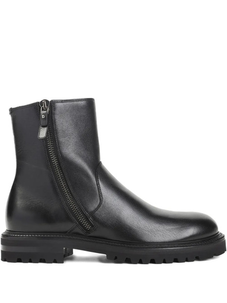  Giorgio Armani Bottines En Cuir à Fermeture Zippée - Noir 