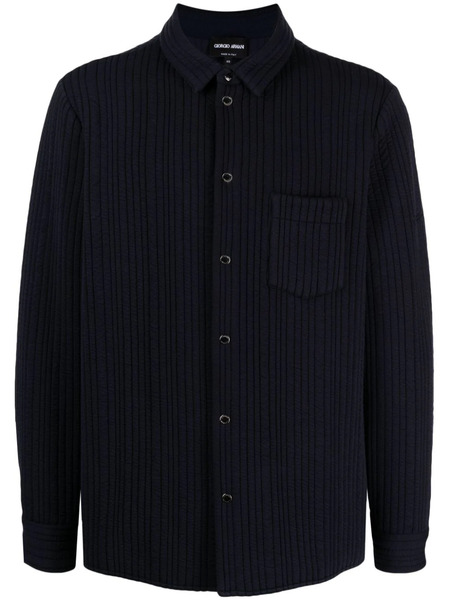  Giorgio Armani Chemise Matelassée à Boutons Pression - Bleu 