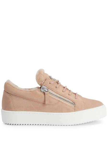  Giuseppe Zanotti Baskets Gail à Bords En Peau Lainée - Rose 