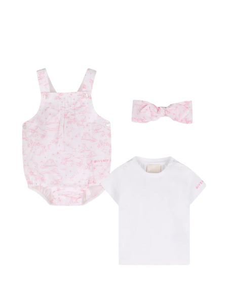  Givenchy Kids Ensemble T-shirt Et Salopette Imprimée - Blanc 