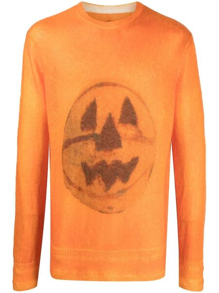  Givenchy Pull Imprimé à Col Ras-de-cou - Orange 