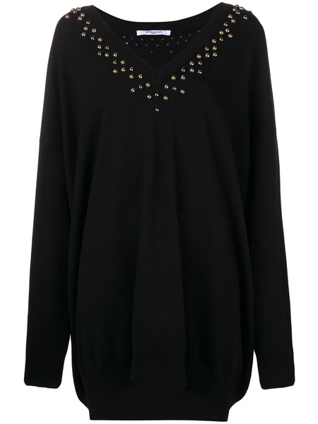  Givenchy Pull Oversize à Encolure Cloutée - Noir 