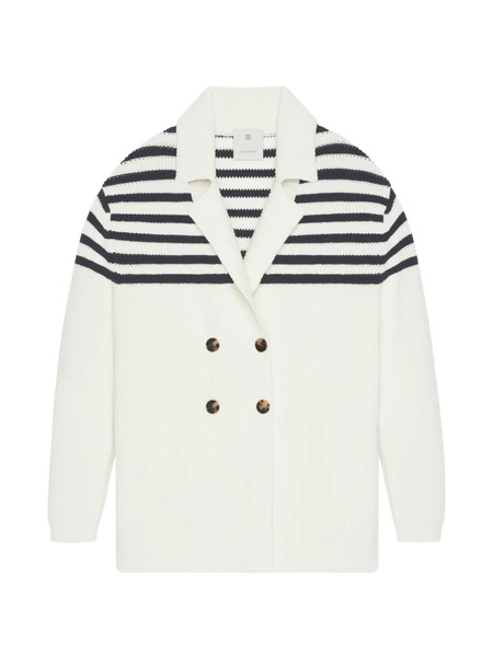  Givenchy Striped Double-breasted Cardigan - Blanc 