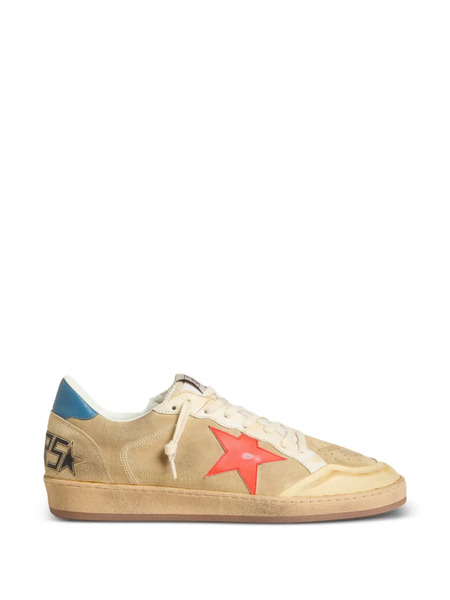  Golden Goose Baskets Ball Star En Daim Beige Avec étoile En Cuir Corail à Talon Nappa Bleu - Tons Neutres 