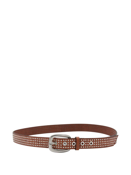  Golden Goose Ceinture En Cuir à Détails De Clous - Marron 