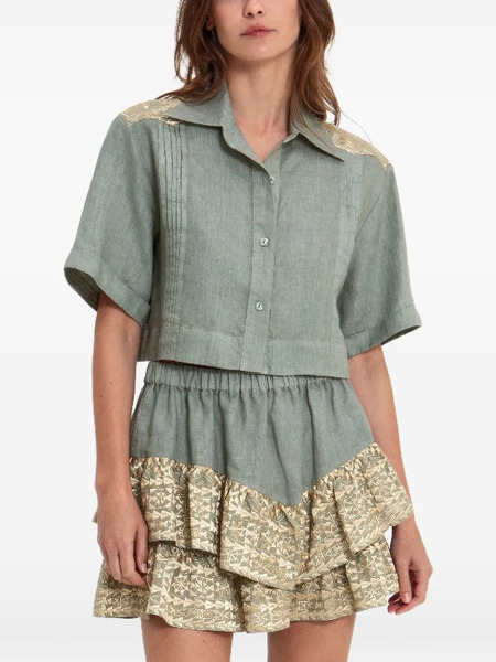  Greek Archaic Kori Chemise à Imprimé Géométrique - Vert 