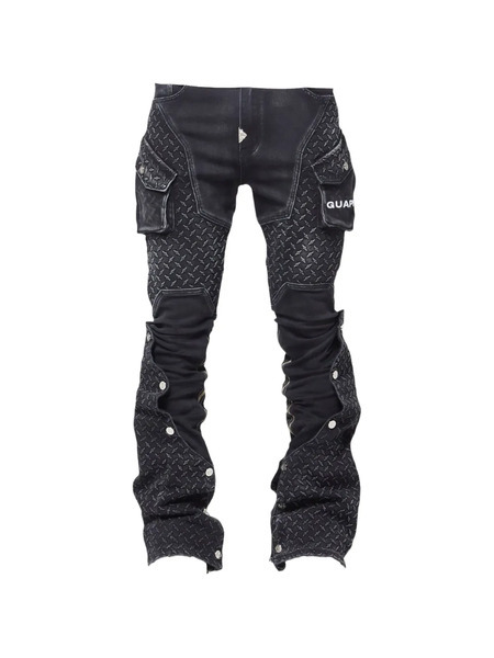  Guapi Jean Droit à Empiècements Patchwork - Noir 
