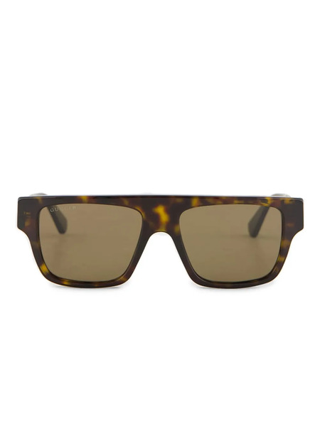  Gucci Eyewear Lunette De Soleil à Monture Carrée - Marron 