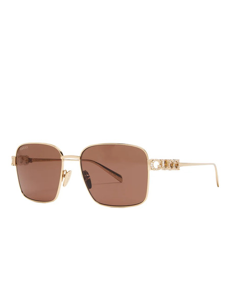  Gucci Eyewear Lunettes De Soleil à Monture Carrée - Or 