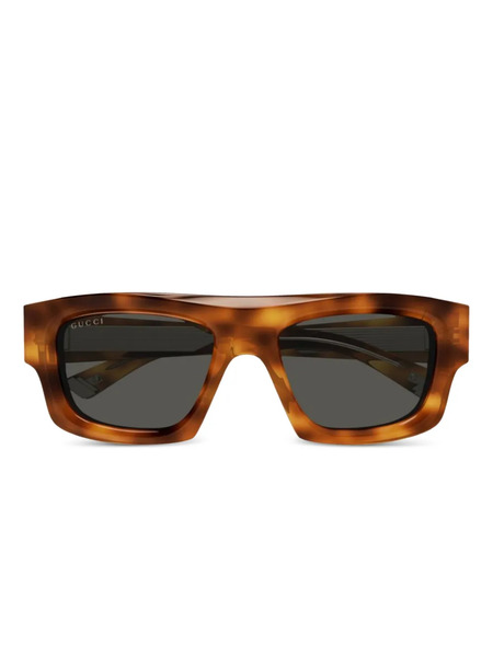  Gucci Eyewear Lunettes De Soleil à Monture Rectangulaire - Marron 