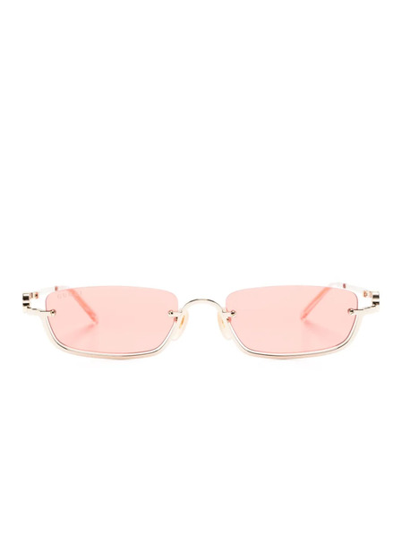  Gucci Eyewear Lunettes De Soleil à Monture Rectangulaire - Or 
