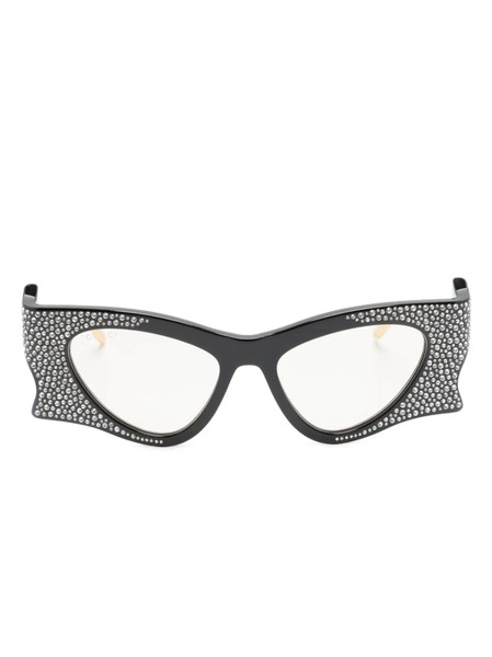  Gucci Eyewear Lunettes De Soleil à Ornements En Cristal - Noir 