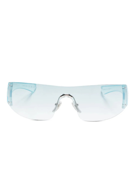  Gucci Eyewear Lunettes De Soleil Mono-écran à Ornements En Cristal - Bleu 