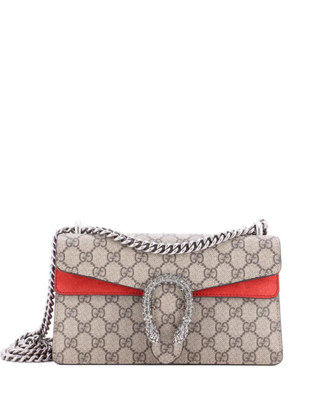  Gucci Pre-owned Dionysus Bag Gg Coated Canvas With Crystal Embellished Metal Small Shoulder Bag - Marron 