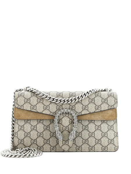  Gucci Pre-owned Dionysus Bag Gg Coated Canvas With Crystal Embellished Metal Small Shoulder Bag - Marron 